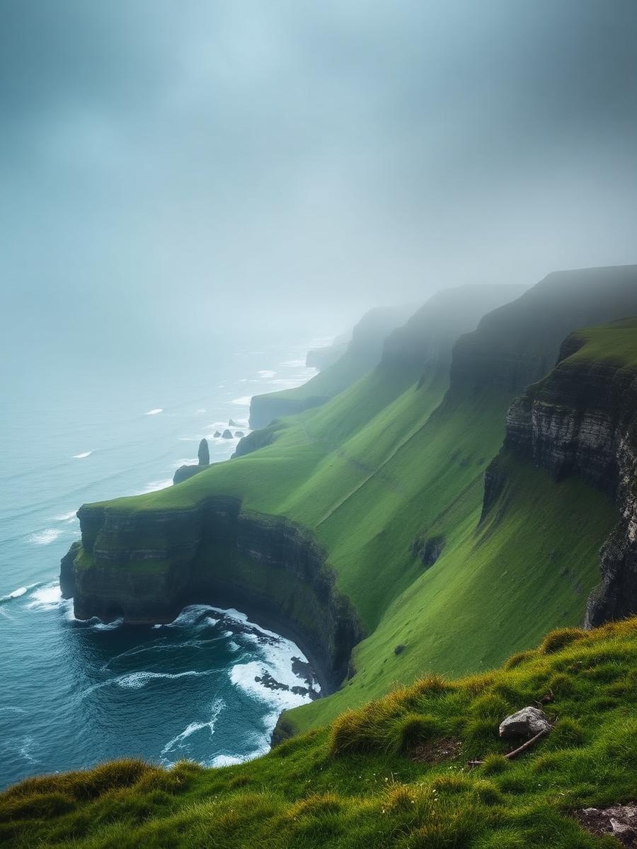 Green Irish coastal cliffs