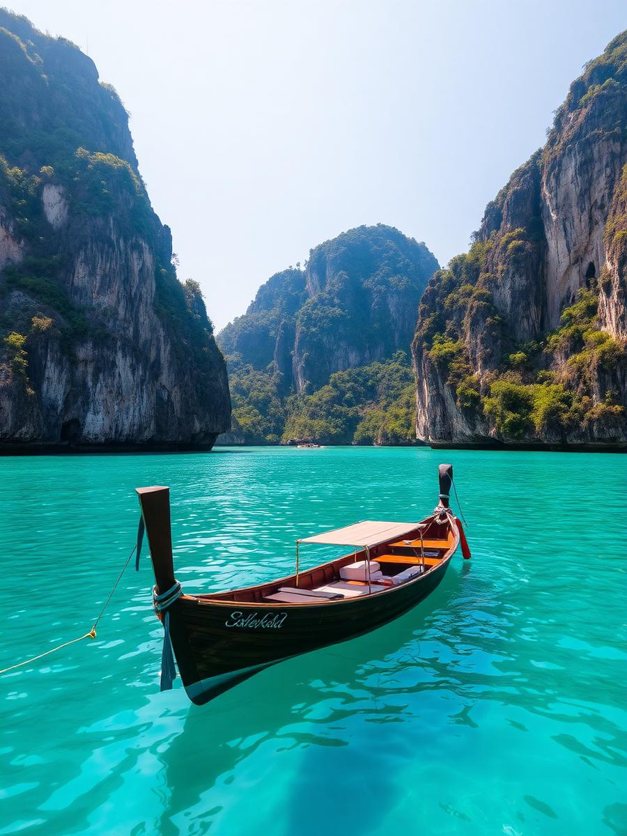 Longtail boat in a Thai lagoon