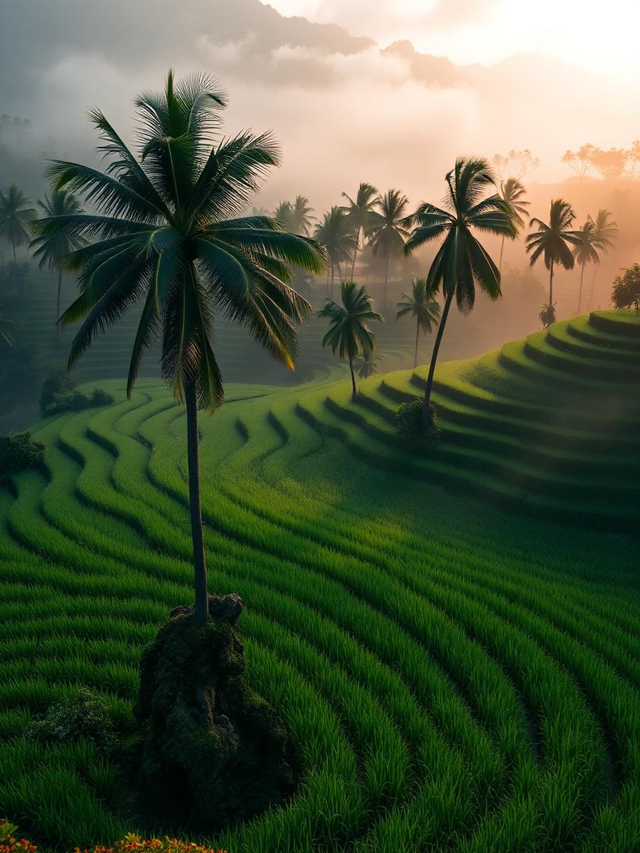 Bali rice terraces at sunrise
